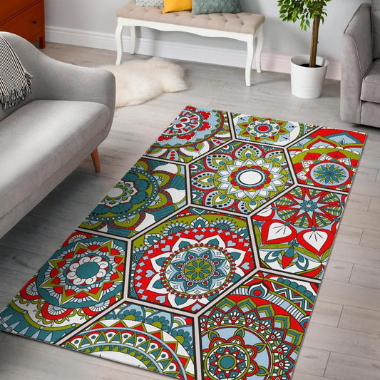 Oriental Mandala Bohemian Pattern Print Area Rug