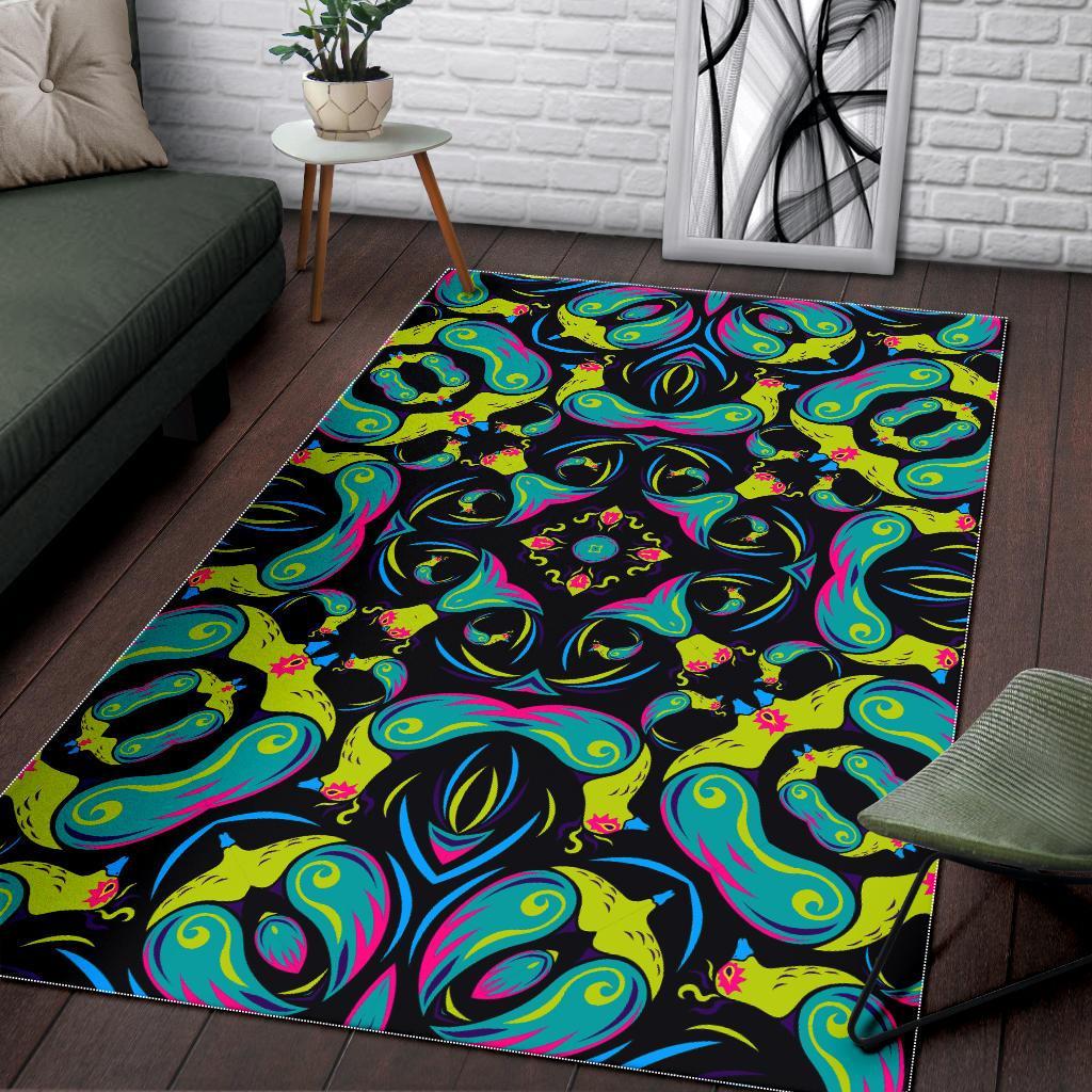 Ornament Psychedelic Trippy Print Area Rug