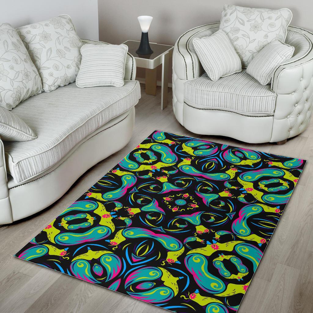 Ornament Psychedelic Trippy Print Area Rug