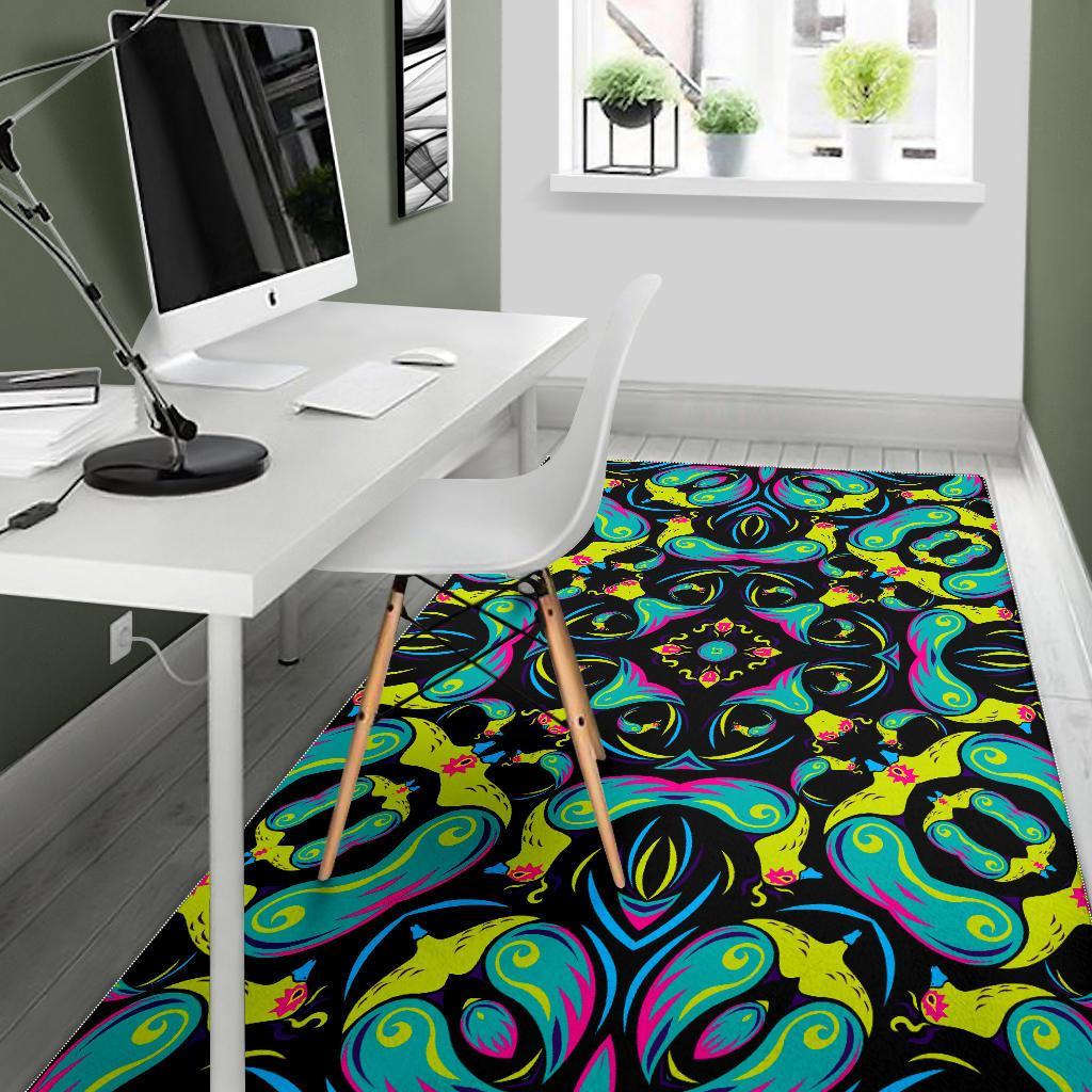 Ornament Psychedelic Trippy Print Area Rug