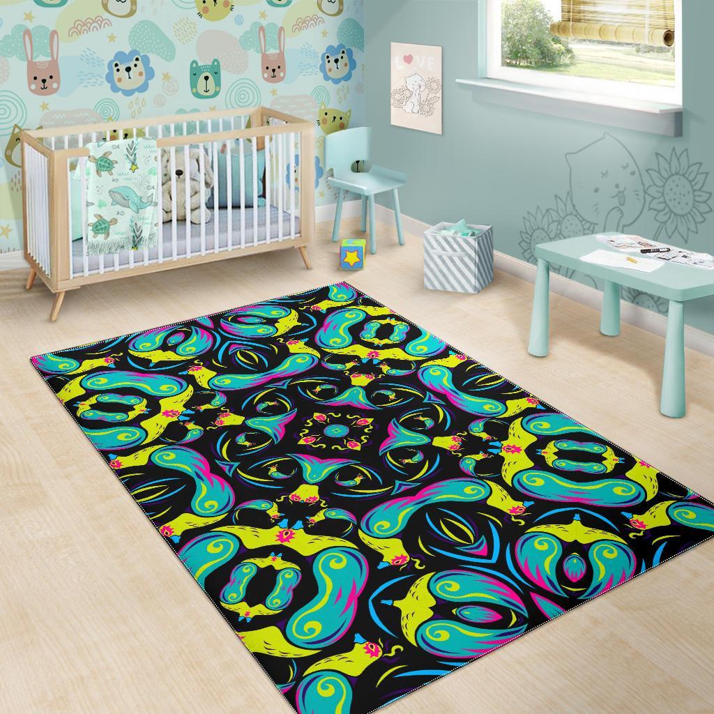 Ornament Psychedelic Trippy Print Area Rug