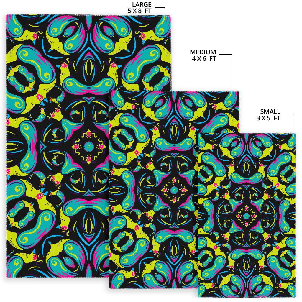 Ornament Psychedelic Trippy Print Area Rug