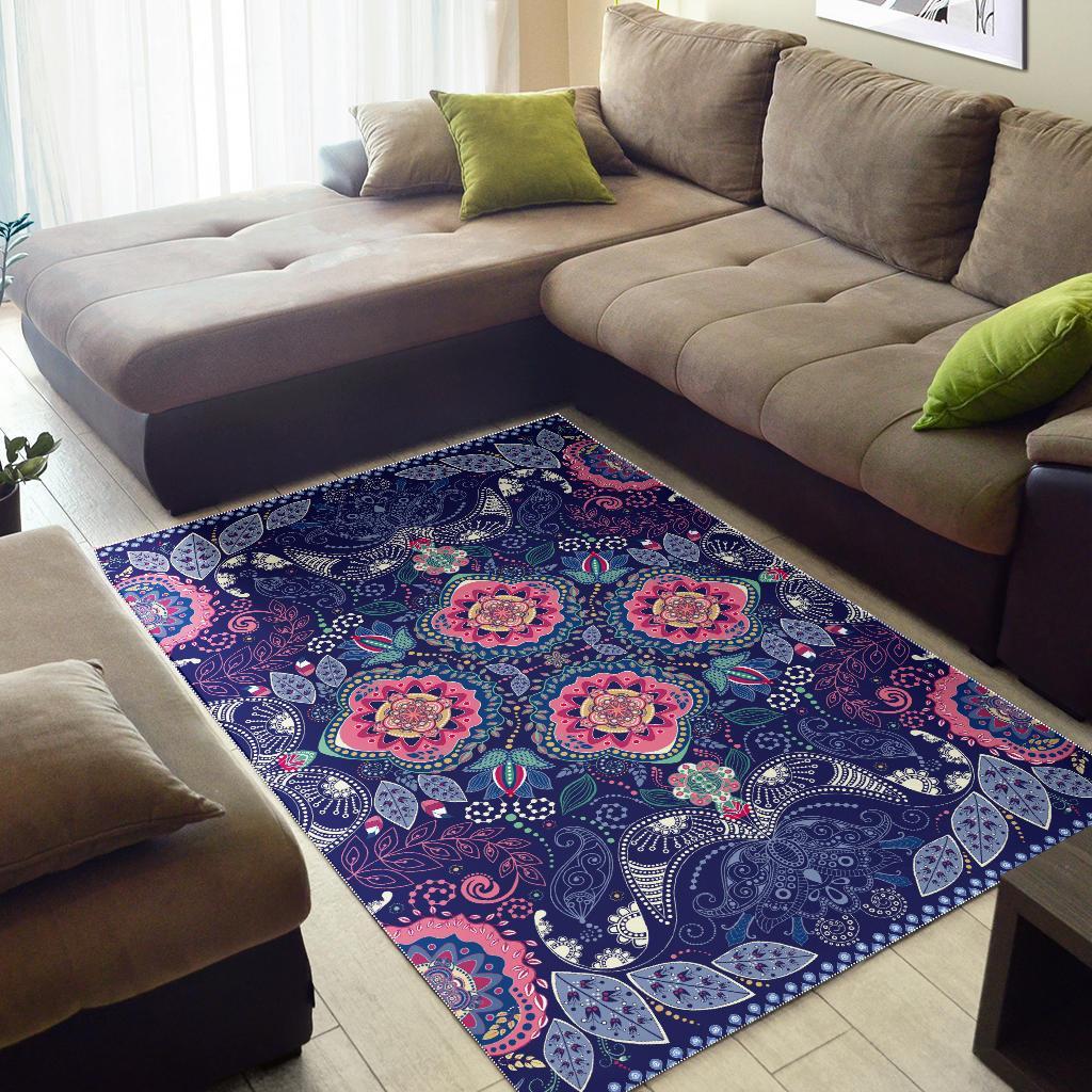 Ornamental Paisley Mandala Print Area Rug