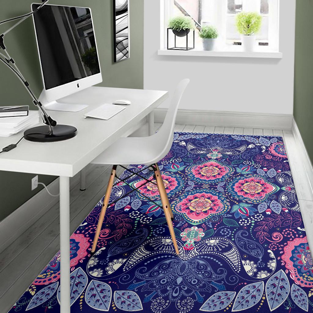 Ornamental Paisley Mandala Print Area Rug