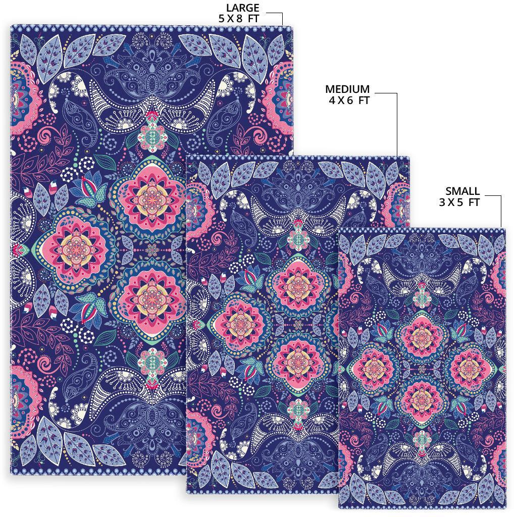 Ornamental Paisley Mandala Print Area Rug