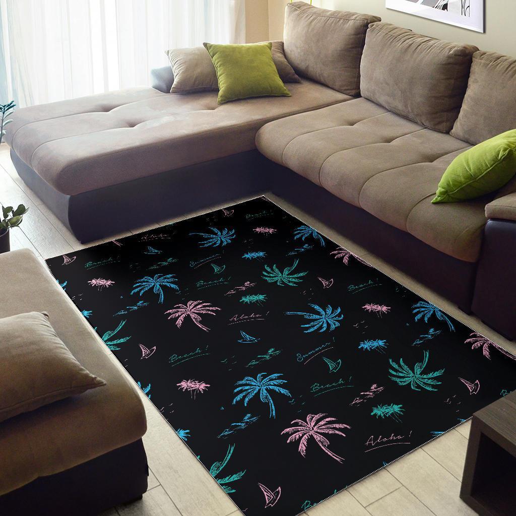 Palm Tree Summer Beach Pattern Print Area Rug