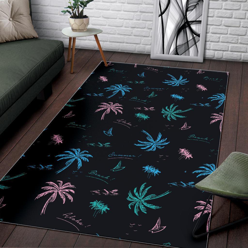 Palm Tree Summer Beach Pattern Print Area Rug
