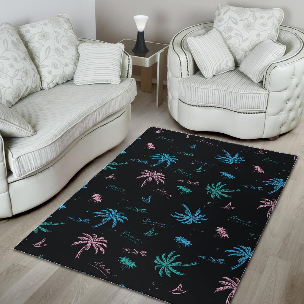 Palm Tree Summer Beach Pattern Print Area Rug