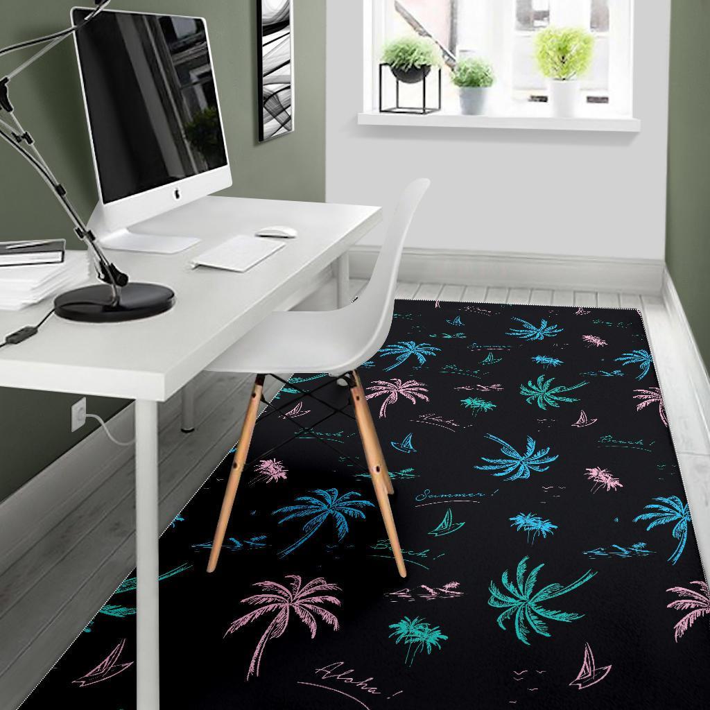 Palm Tree Summer Beach Pattern Print Area Rug