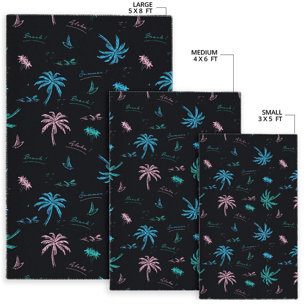 Palm Tree Summer Beach Pattern Print Area Rug