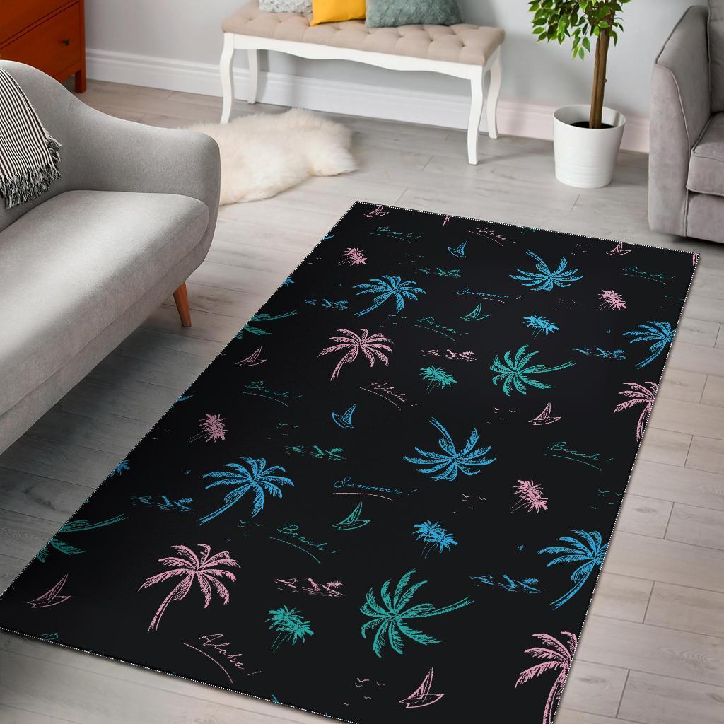 Palm Tree Summer Beach Pattern Print Area Rug