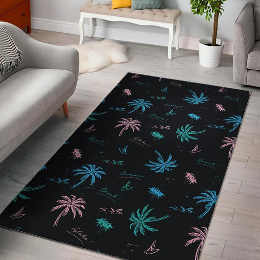 Palm Tree Summer Beach Pattern Print Area Rug
