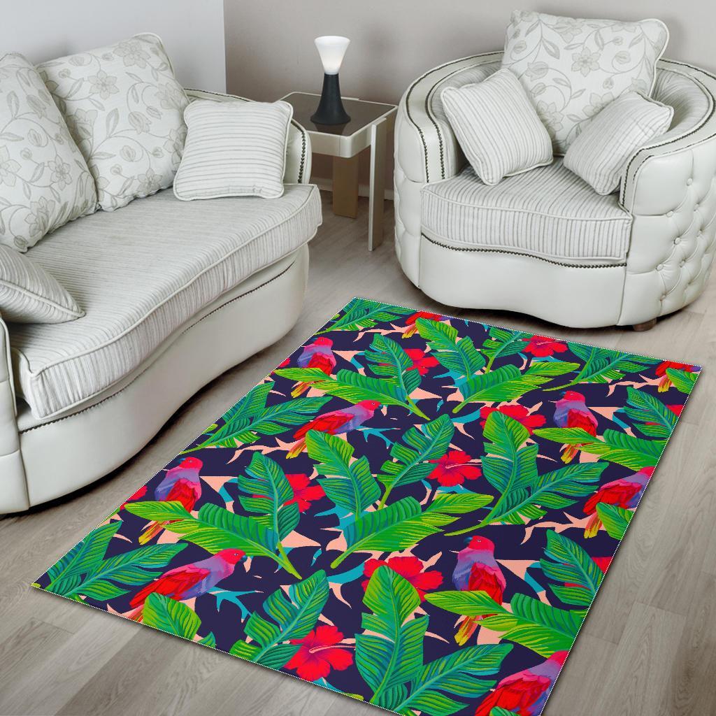 Parrot Banana Leaf Hawaii Pattern Print Area Rug
