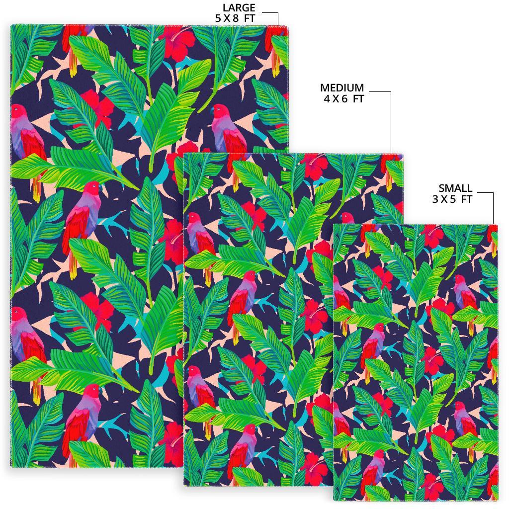 Parrot Banana Leaf Hawaii Pattern Print Area Rug