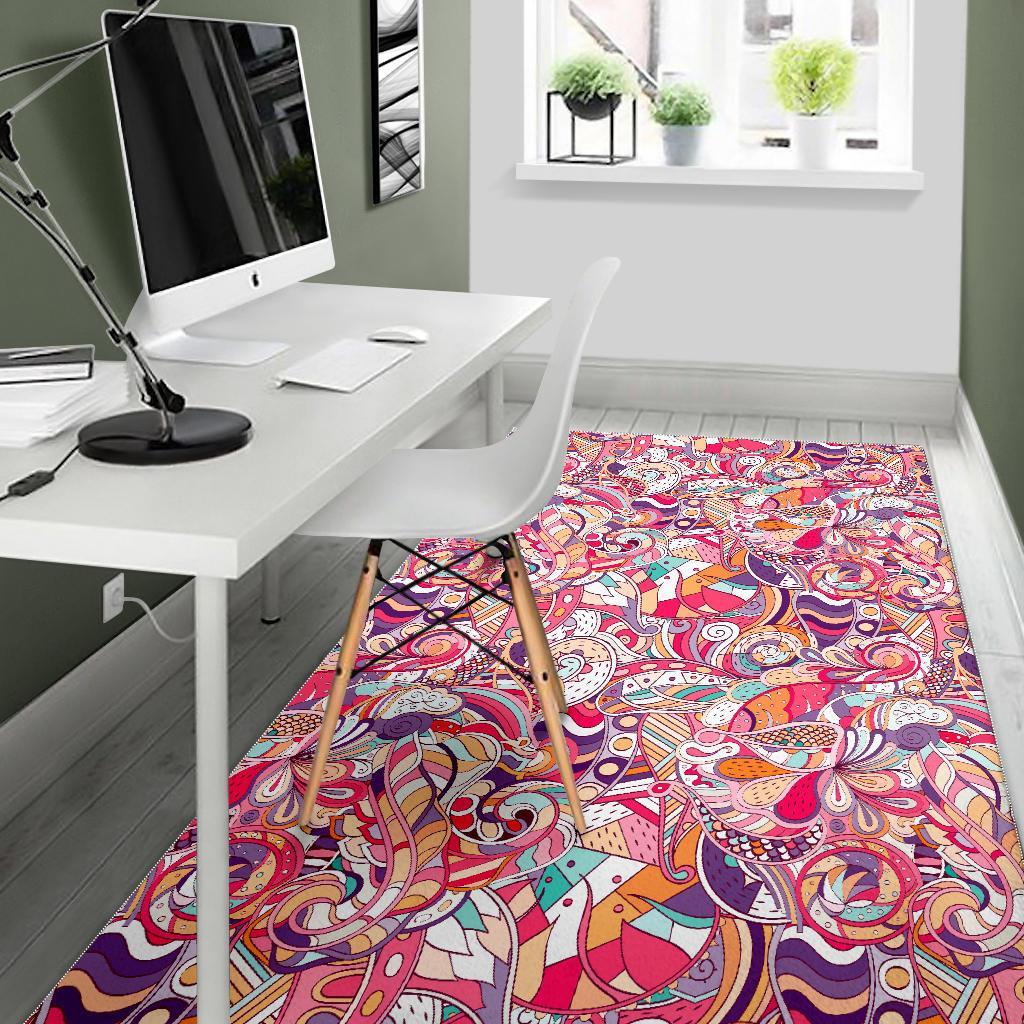 Pastel Bohemian Floral Pattern Print Area Rug
