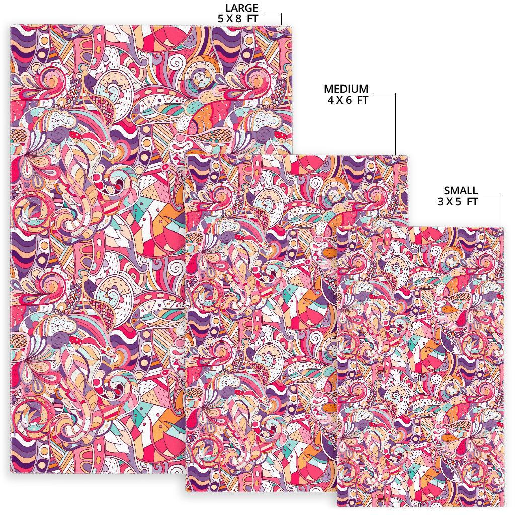 Pastel Bohemian Floral Pattern Print Area Rug