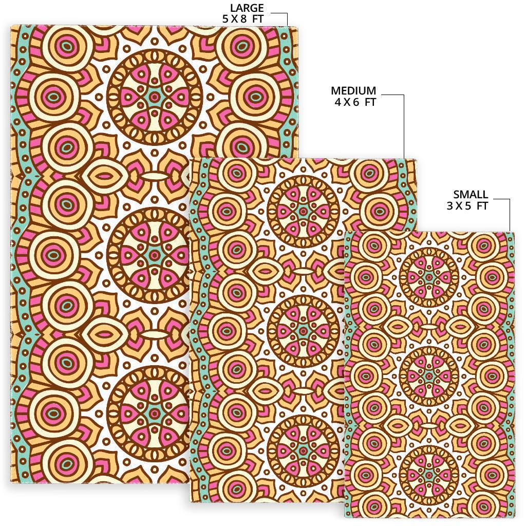 Pastel Ethnic Mandala Print Area Rug