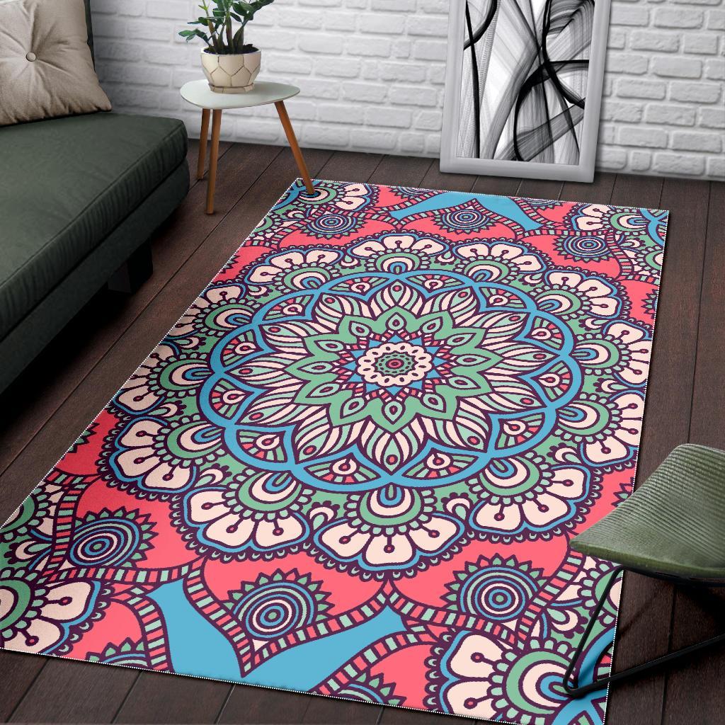Pastel Mandala Bohemian Pattern Print Area Rug