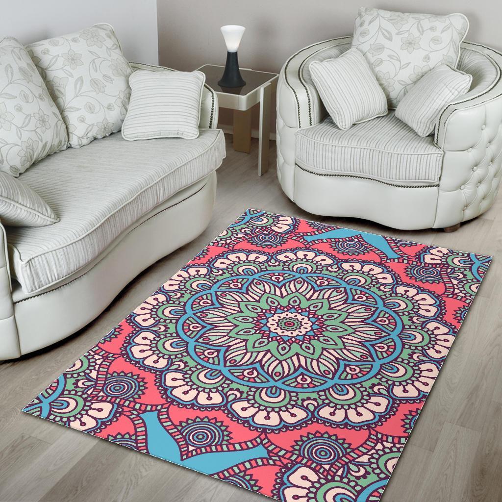 Pastel Mandala Bohemian Pattern Print Area Rug