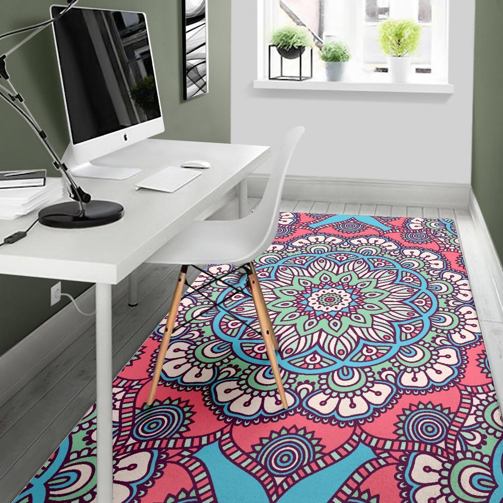 Pastel Mandala Bohemian Pattern Print Area Rug