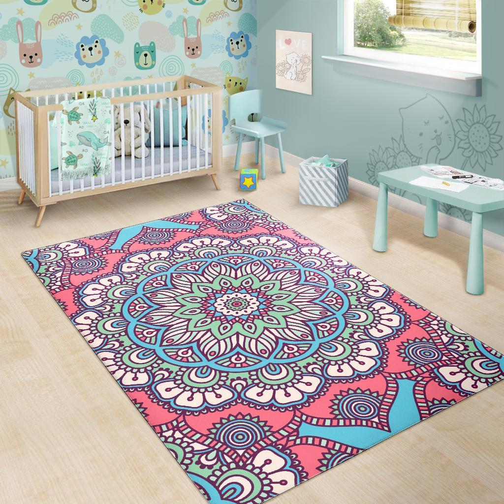 Pastel Mandala Bohemian Pattern Print Area Rug