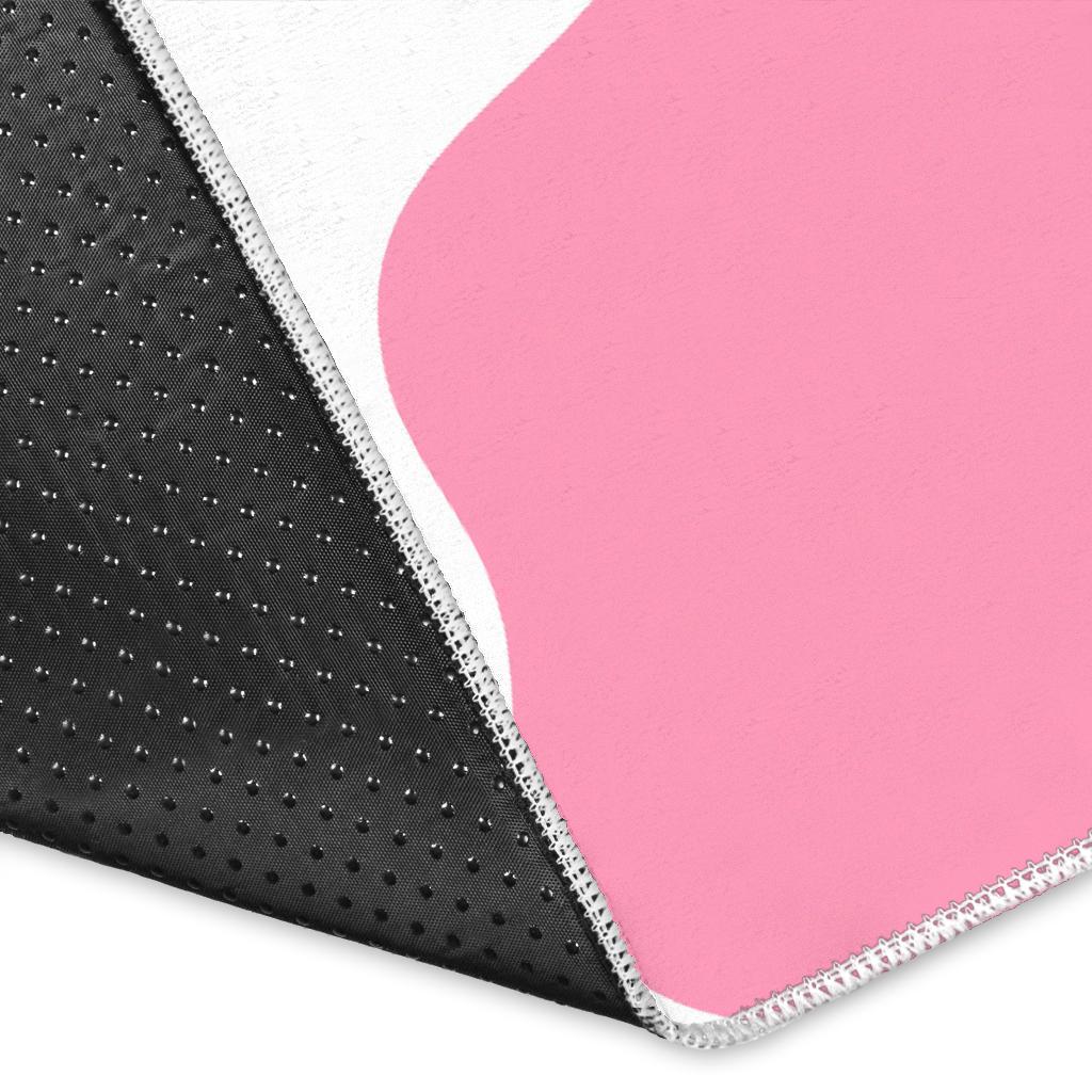 Pastel Pink And White Cow Print Area Rug