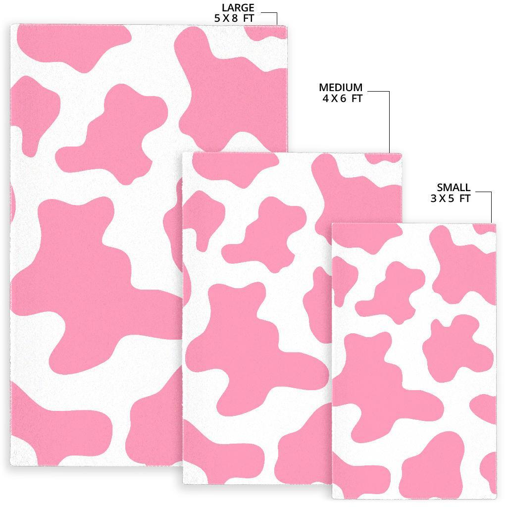 Pastel Pink And White Cow Print Area Rug