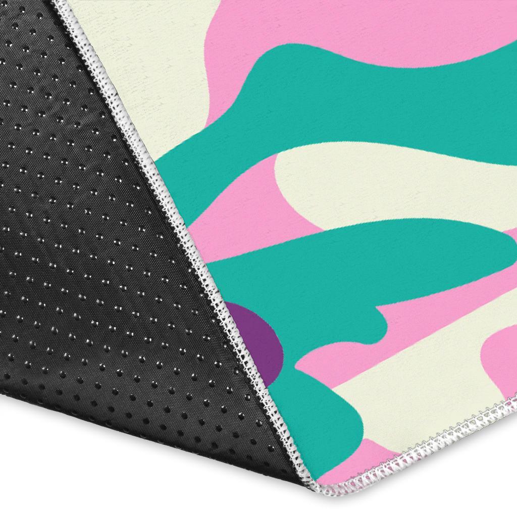 Pastel Teal And Purple Camouflage Print Area Rug