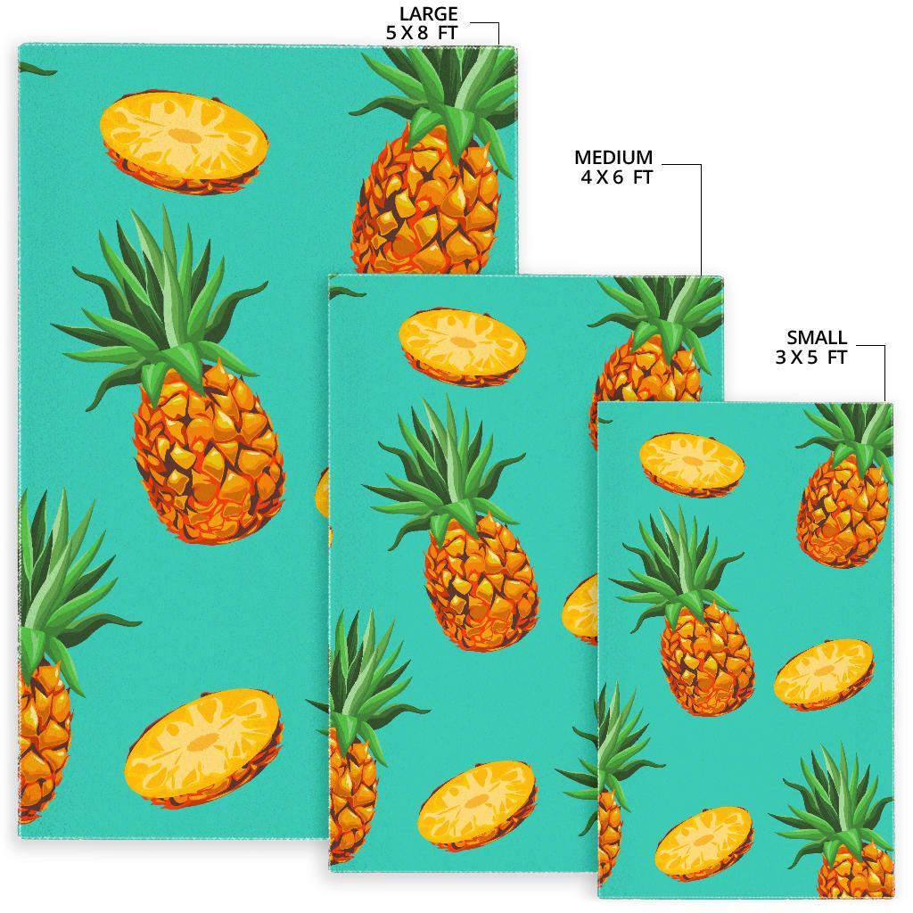 Pastel Turquoise Pineapple Pattern Print Area Rug