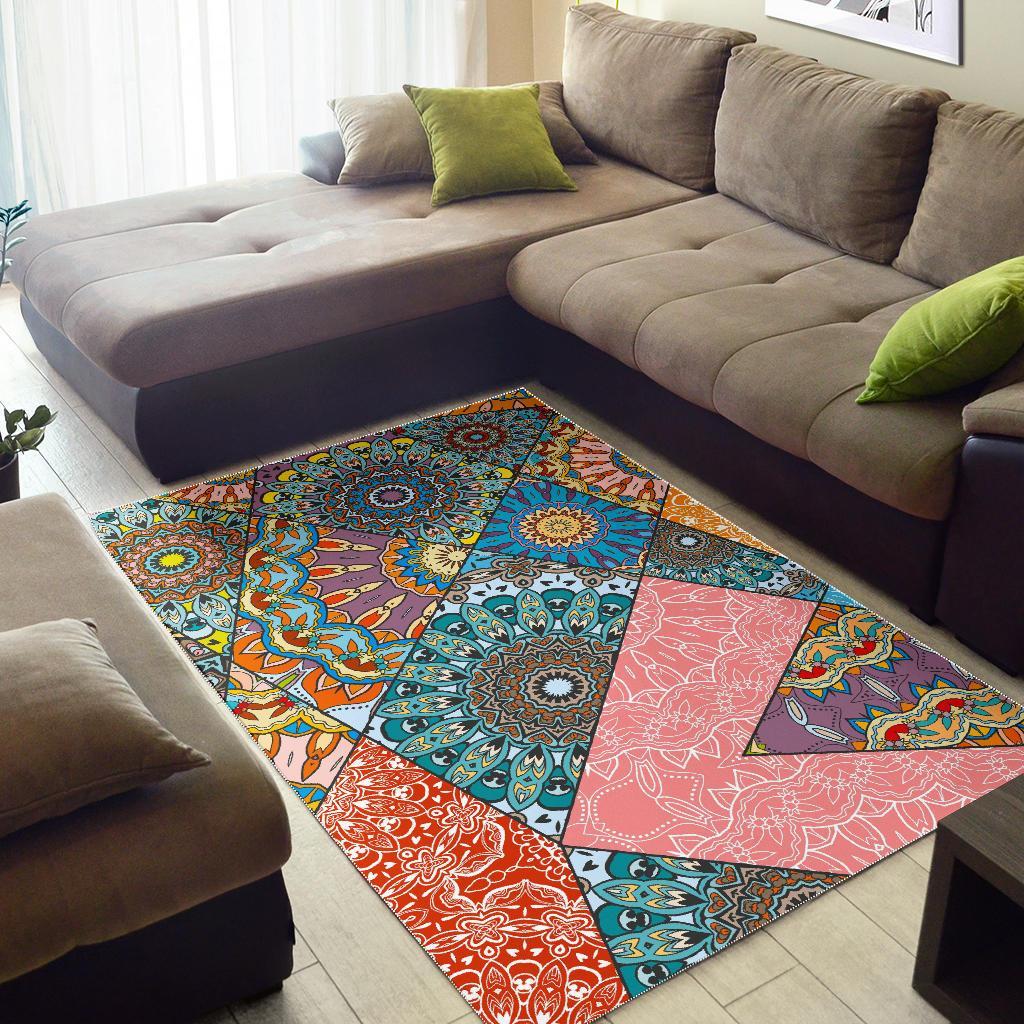 Patchwork Mandala Bohemian Pattern Print Area Rug