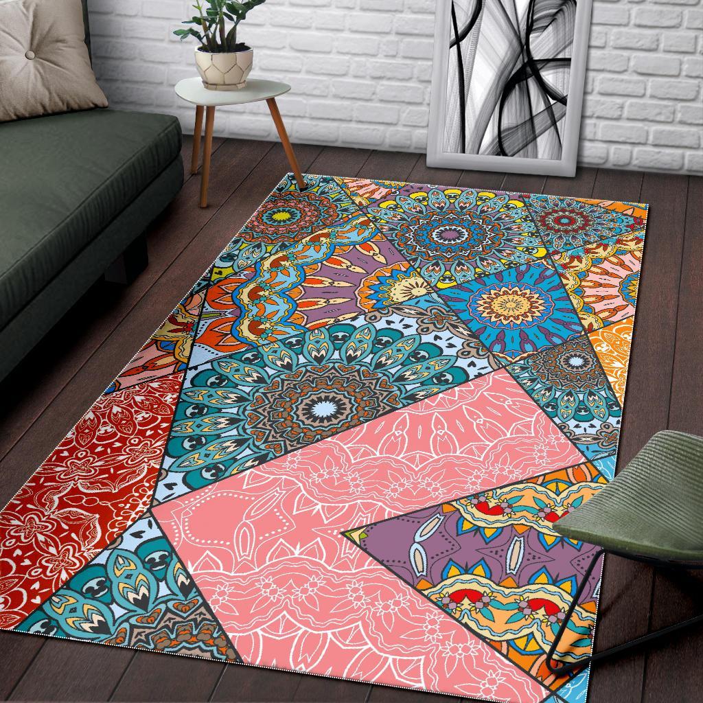 Patchwork Mandala Bohemian Pattern Print Area Rug