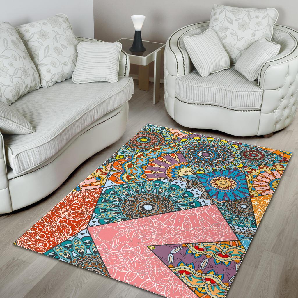 Patchwork Mandala Bohemian Pattern Print Area Rug