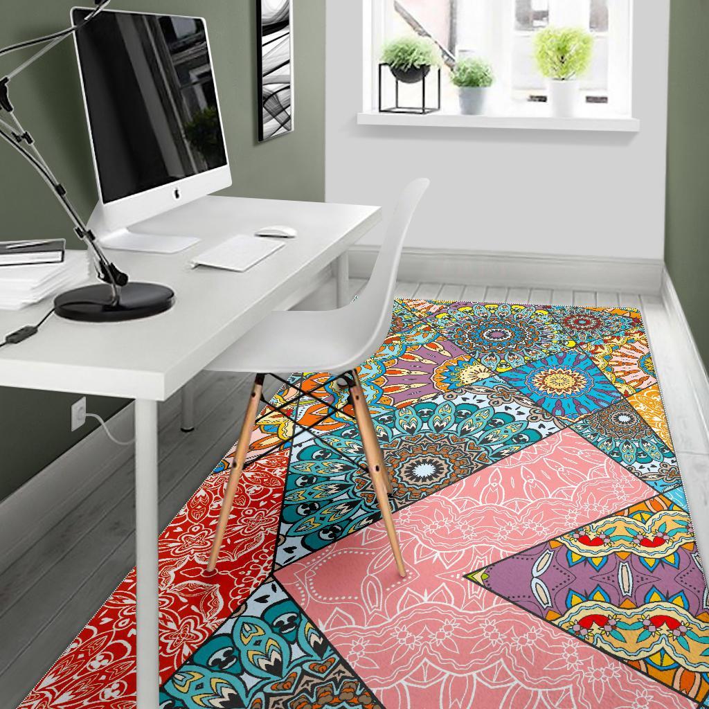Patchwork Mandala Bohemian Pattern Print Area Rug