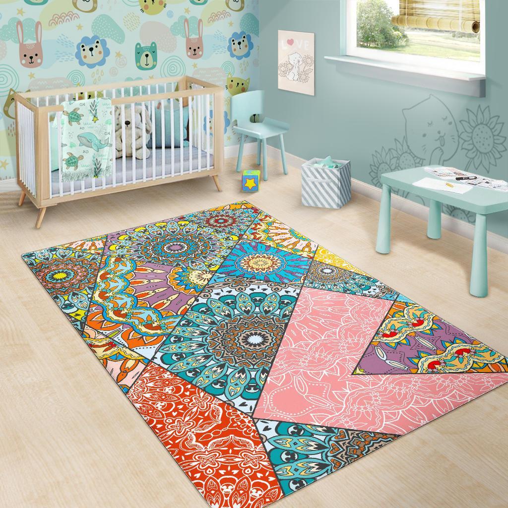 Patchwork Mandala Bohemian Pattern Print Area Rug