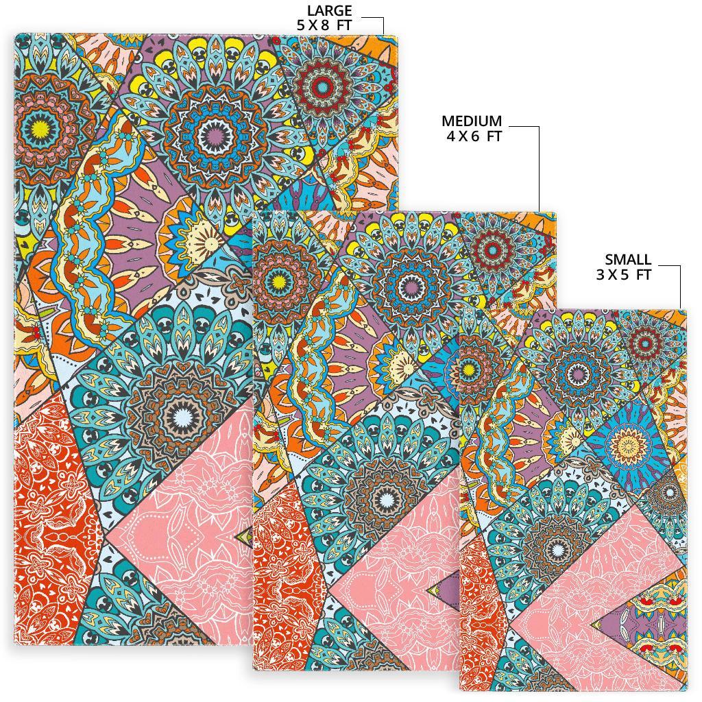 Patchwork Mandala Bohemian Pattern Print Area Rug