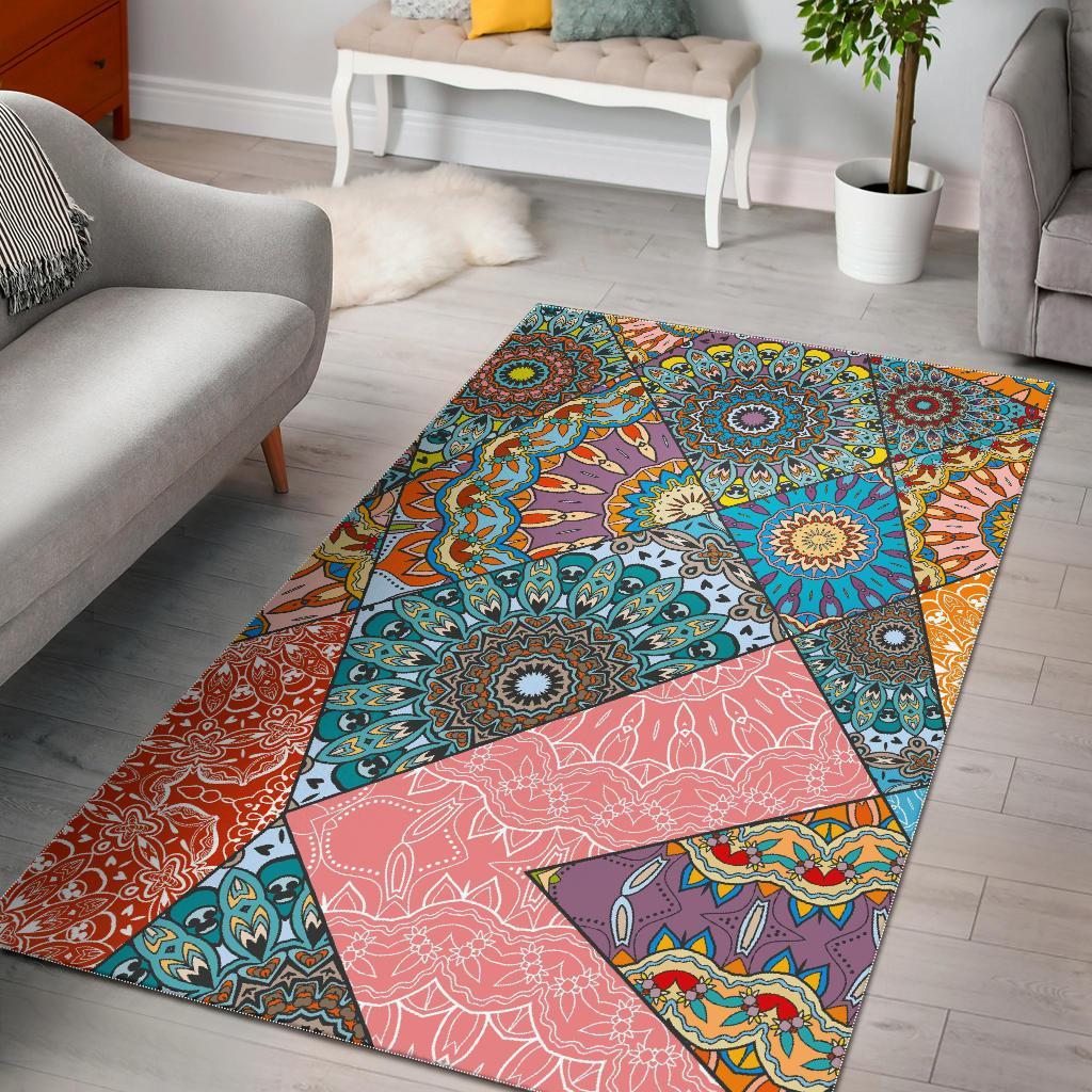 Patchwork Mandala Bohemian Pattern Print Area Rug