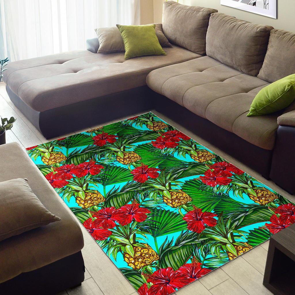 Pineapple Hibiscus Hawaii Pattern Print Area Rug