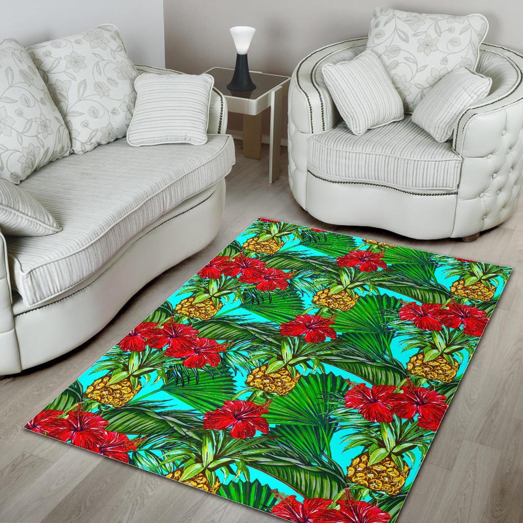 Pineapple Hibiscus Hawaii Pattern Print Area Rug