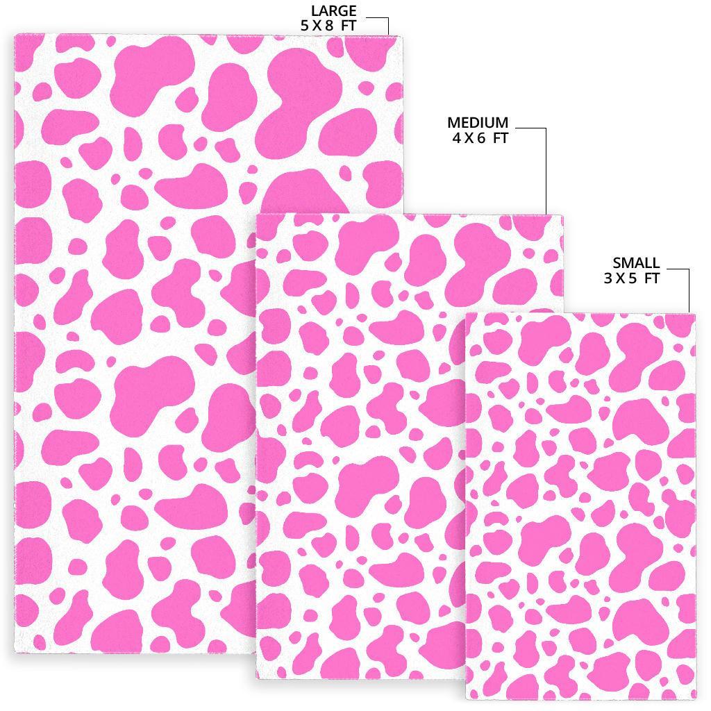 Pink And White Cow Print Area Rug