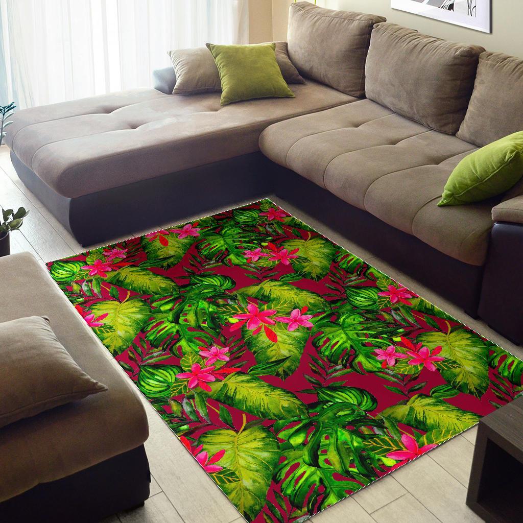 Pink Hawaiian Tropical Pattern Print Area Rug