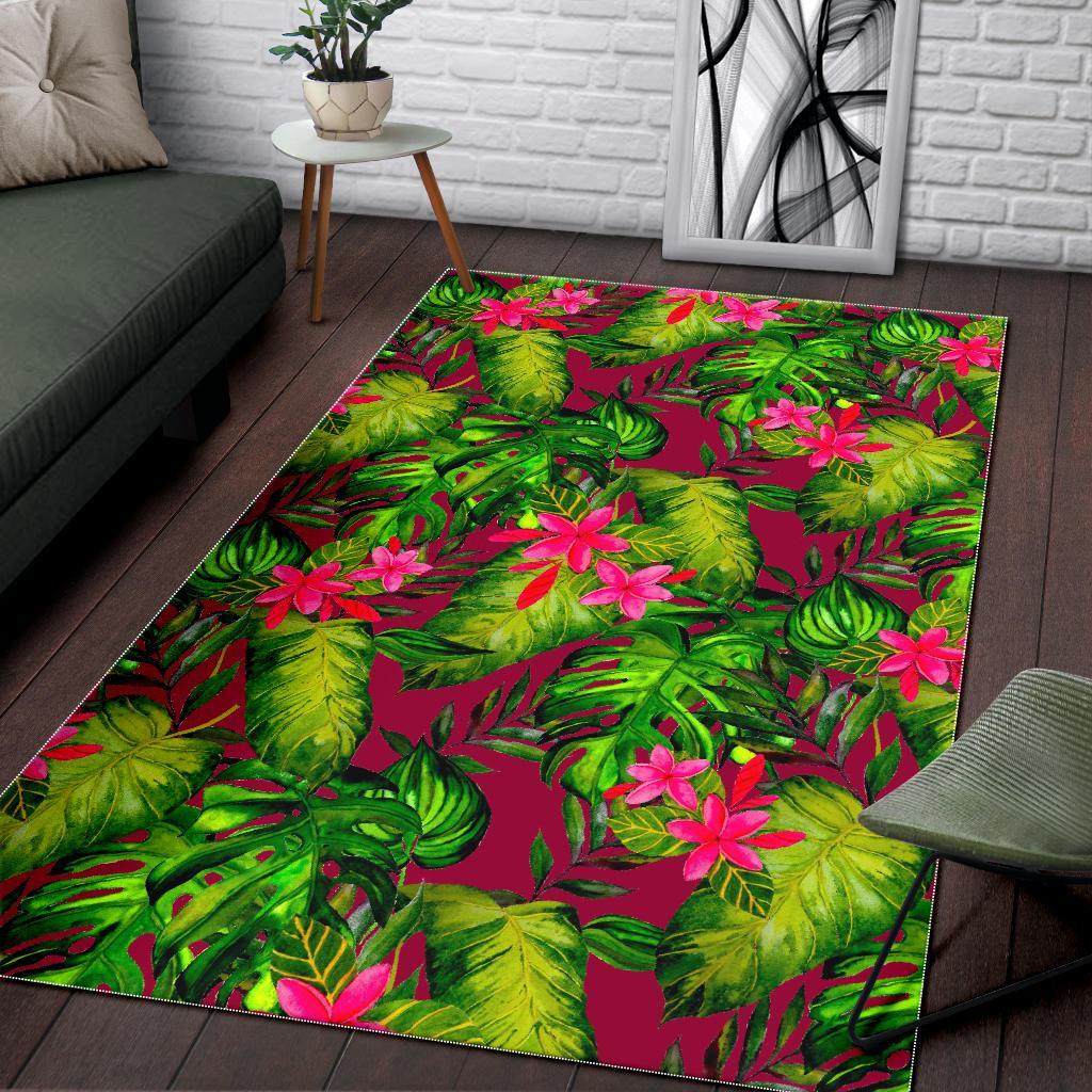 Pink Hawaiian Tropical Pattern Print Area Rug
