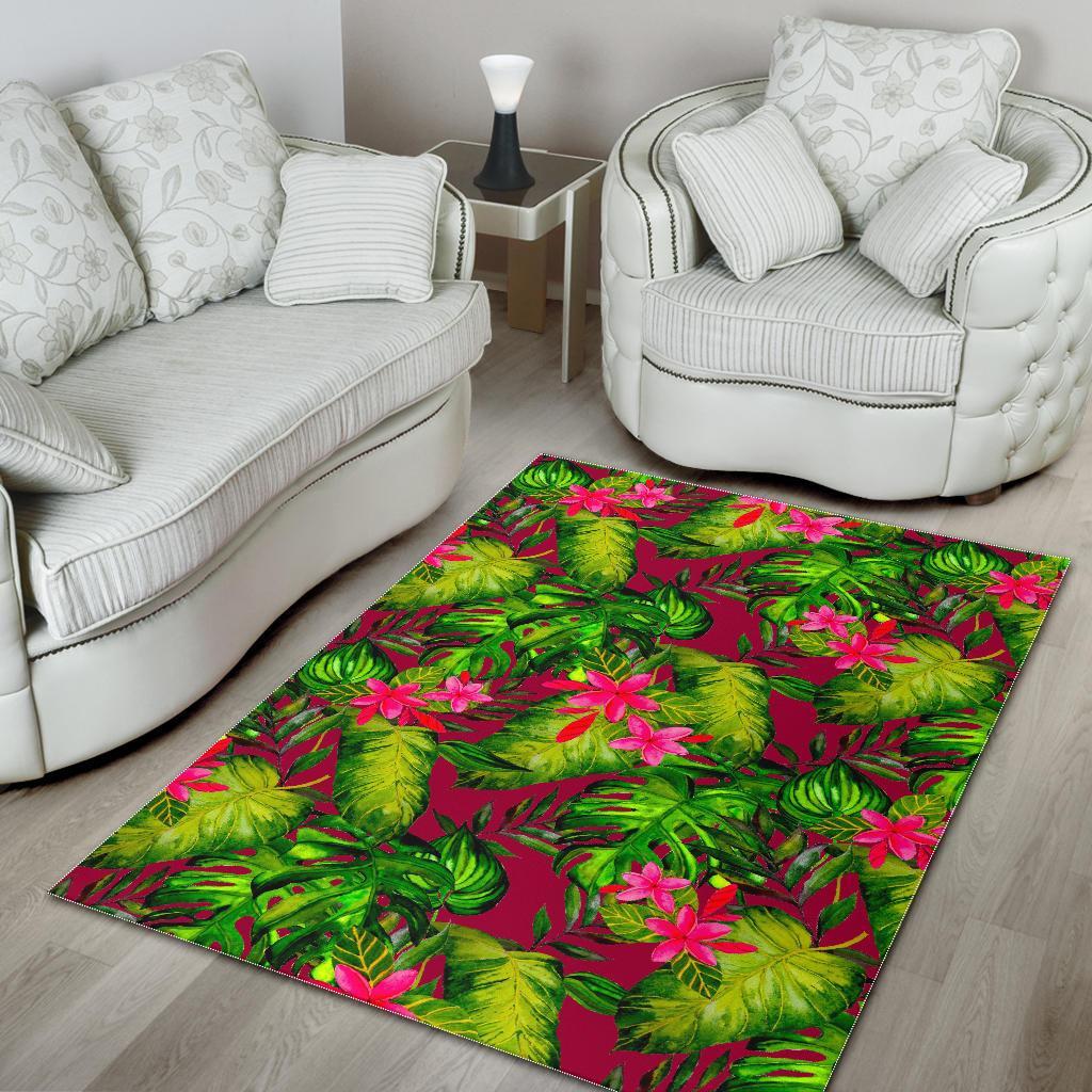 Pink Hawaiian Tropical Pattern Print Area Rug