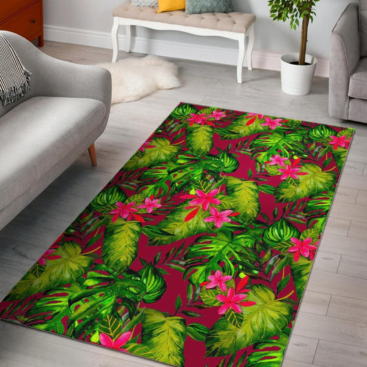 Pink Hawaiian Tropical Pattern Print Area Rug