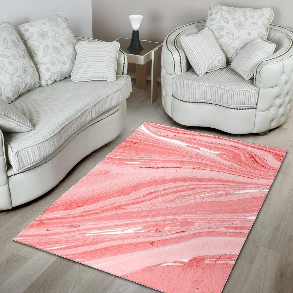 Pink Liquid Marble Print Area Rug