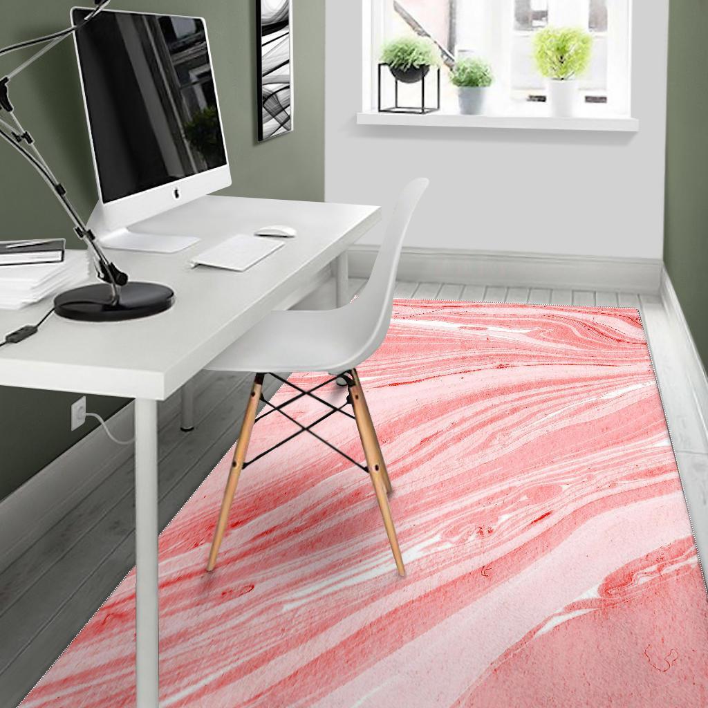 Pink Liquid Marble Print Area Rug