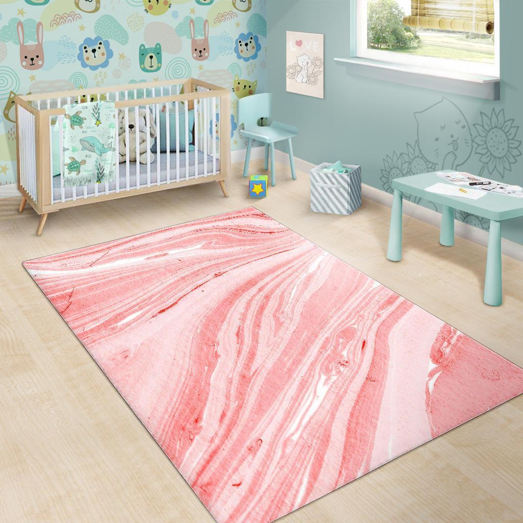 Pink Liquid Marble Print Area Rug