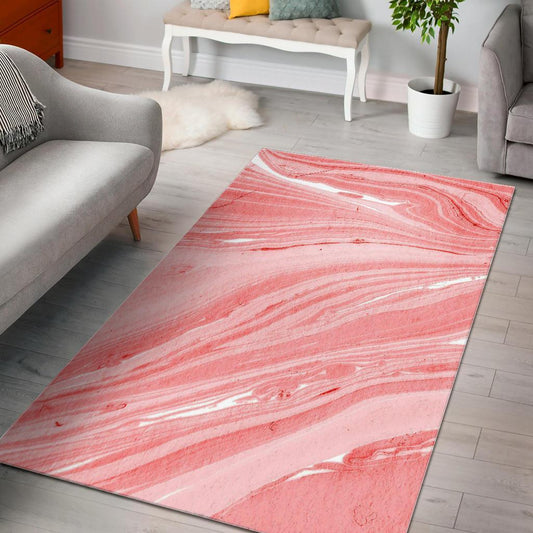 Pink Liquid Marble Print Area Rug
