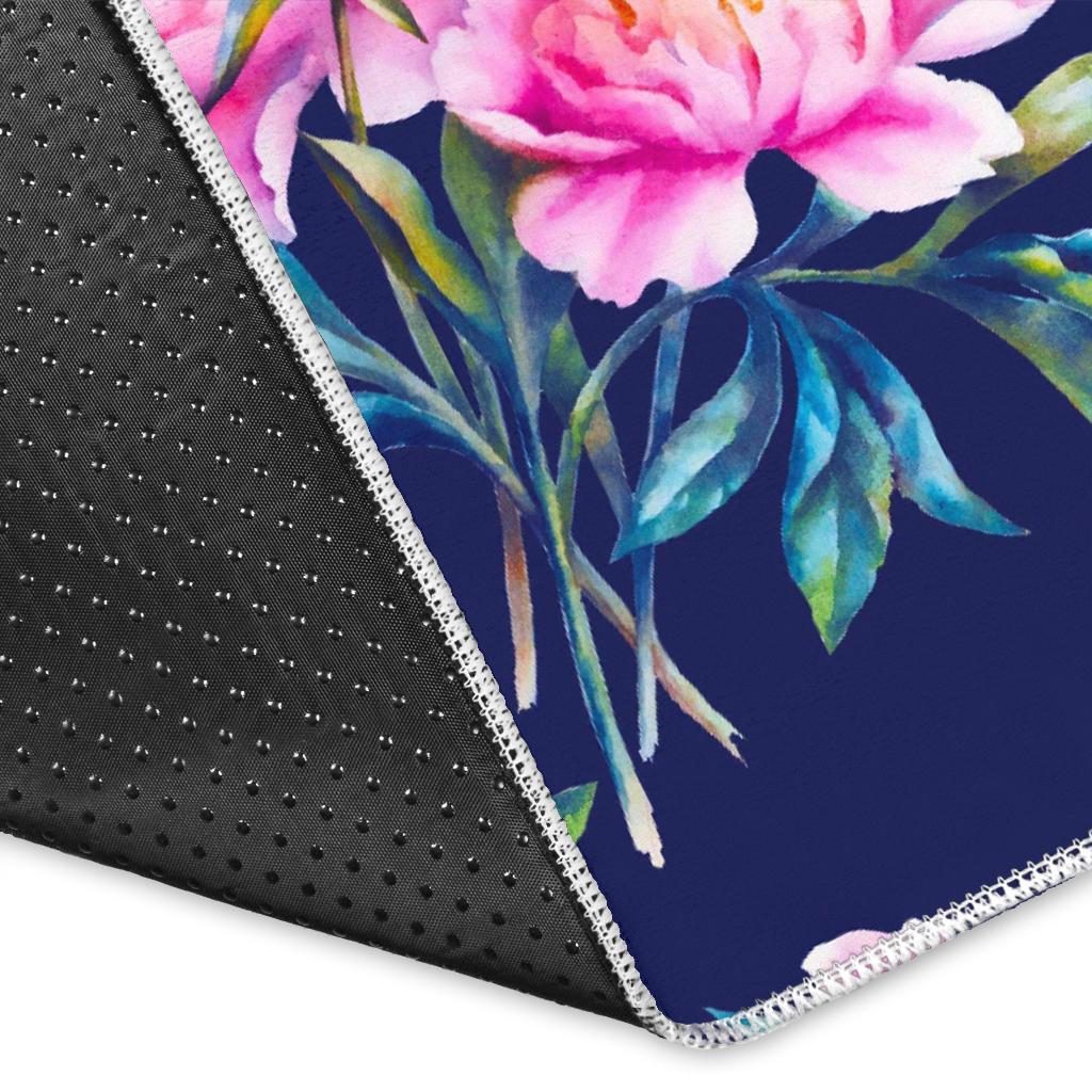 Pink Peony Floral Flower Pattern Print Area Rug