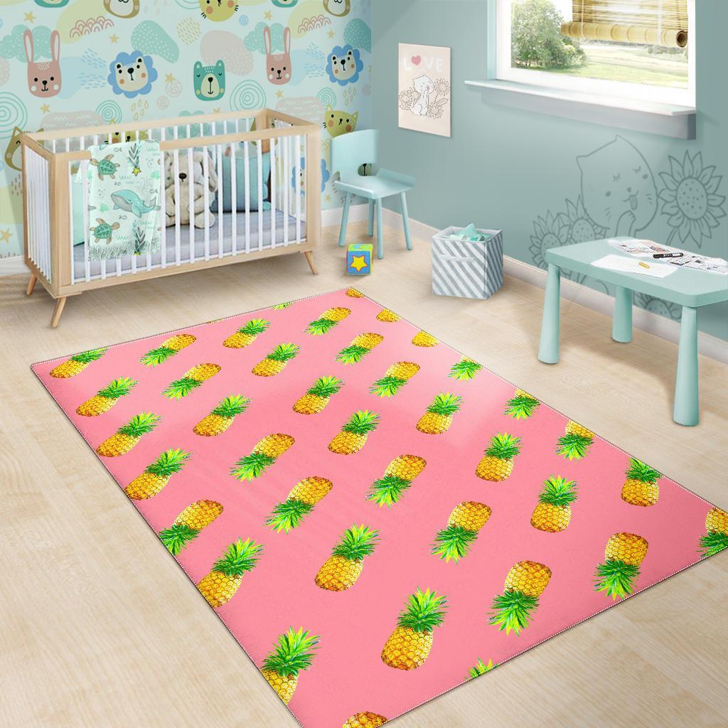 Pink Pineapple Pattern Print Area Rug