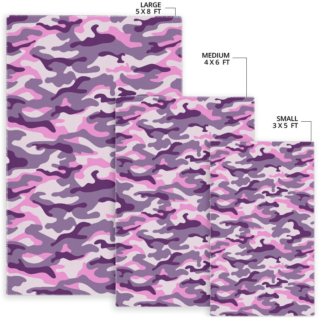 Pink Purple And Grey Camouflage Print Area Rug